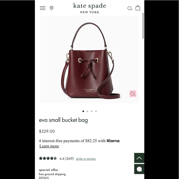 Kate spade small bucket leather bag cherrywood crossbody - Picture 6 of 6